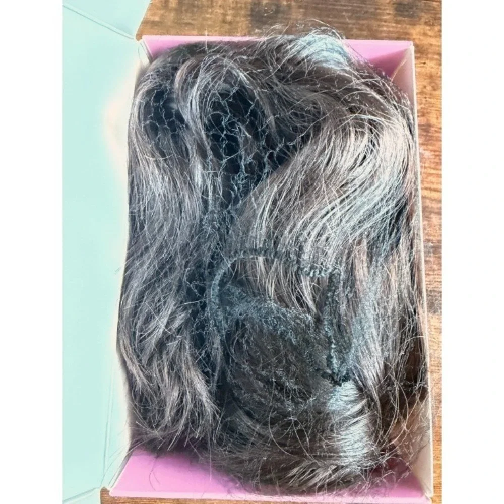 MONIXI 18 Inch Wavy Synthetic Hair Topper Dark Brown French Bangs 6x5 Base